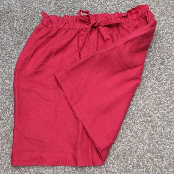 Kenar 100% linen paperbag mini skirt with pocket hot pink - Picture 5 of 10